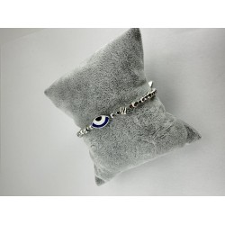 Gümüş Nazar Boncuklu Ayarlanabilir Bileklik